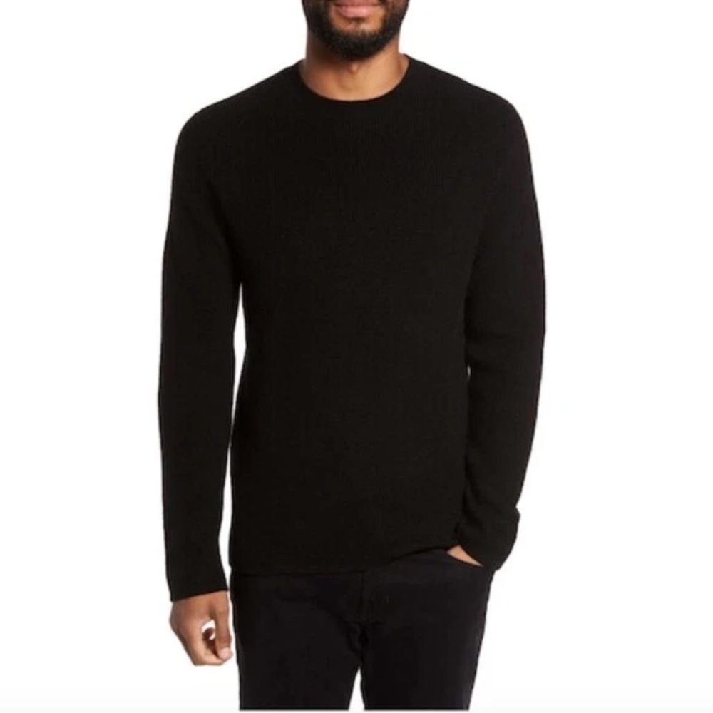 Vince / Wool & Cashmere black classic thermal Crew Neck Sweater m medium
